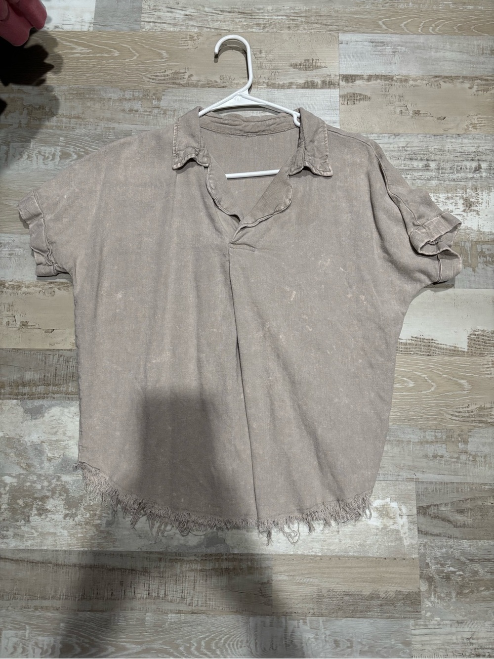 Zenana Outfitters Taupe Washed Short-Sleeve Polo